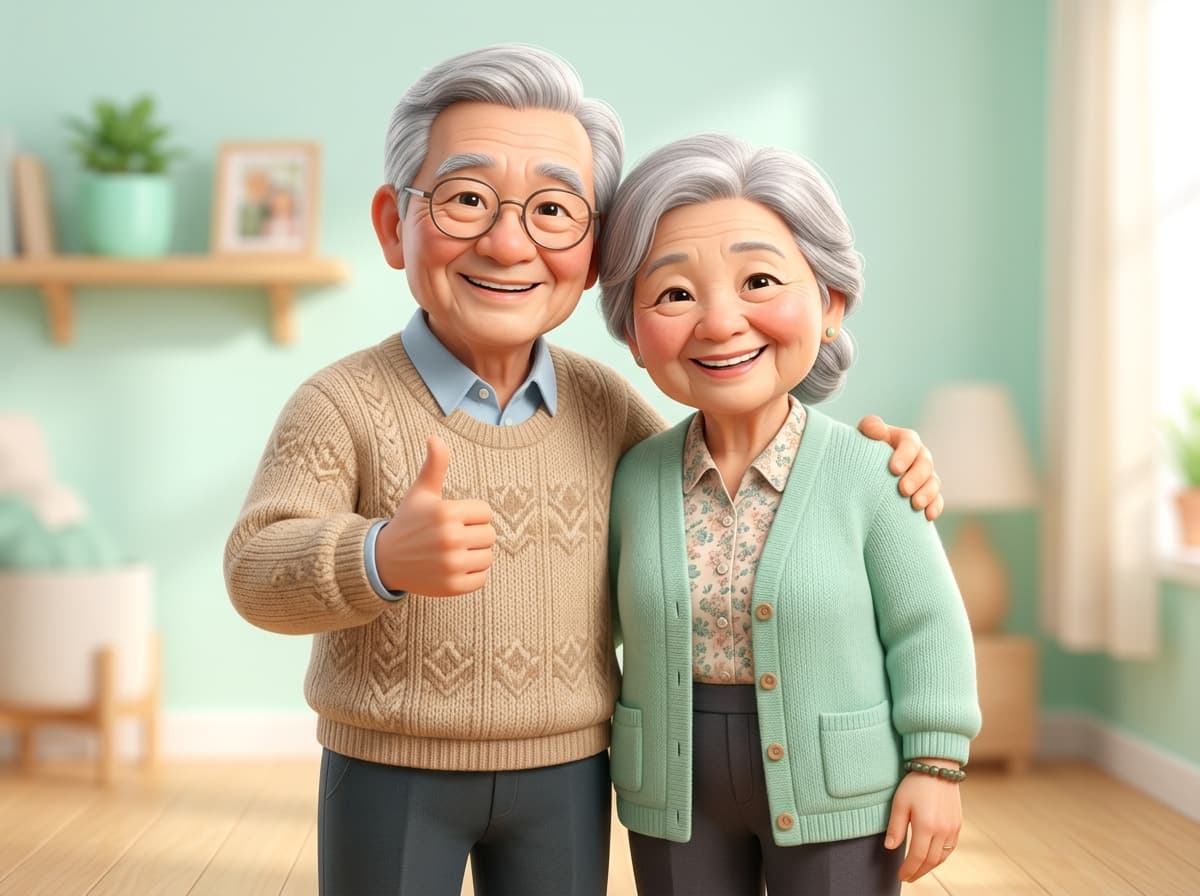 Ông bà Việt Nam mỉm cười, giơ ngón cái vì đã check-in với Asinu