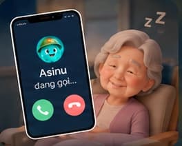 Điện thoại hiện Asinu đang gọi trong khi mẹ ngủ quên trên ghế